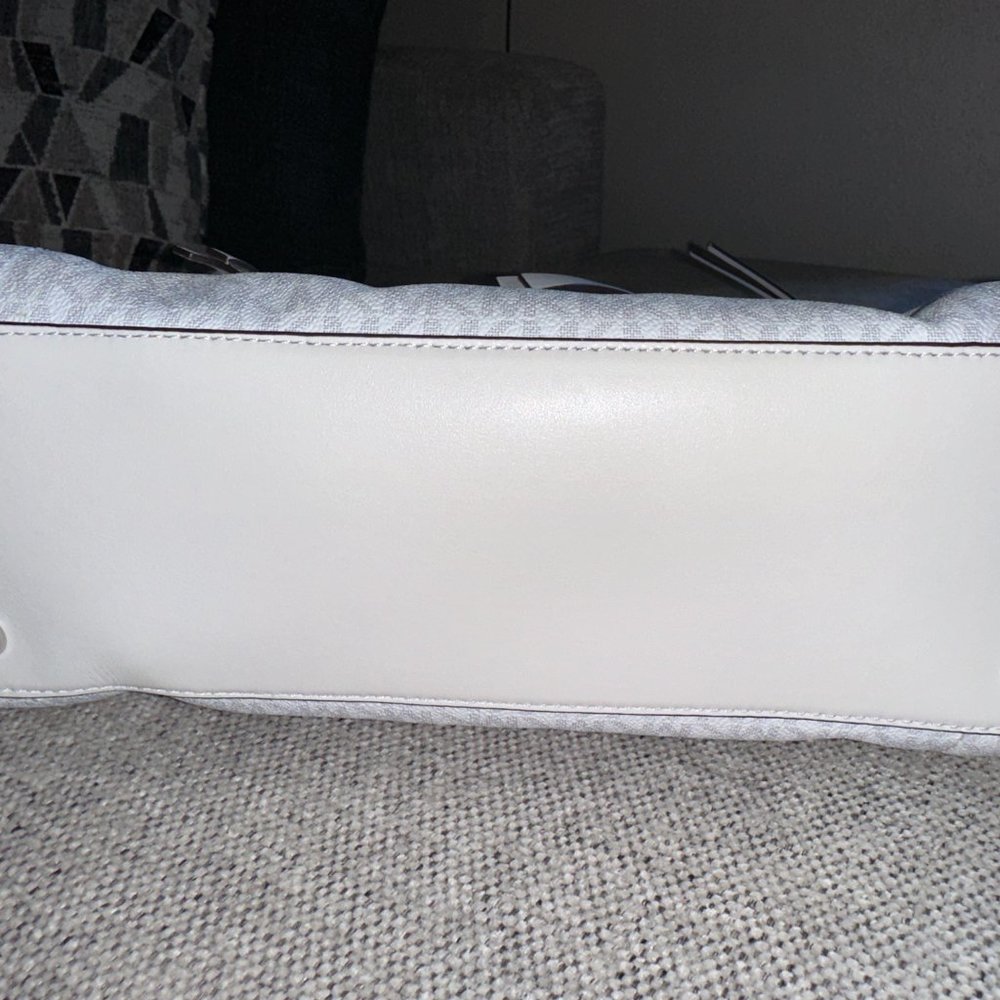 MICHAEL KORS Carine Medium Logo Satchel Bag - White/Beige - Picture 10 of 15